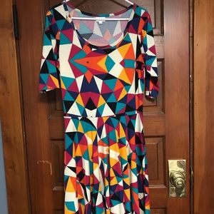 LuLaRoe midlength multicolor dress size L